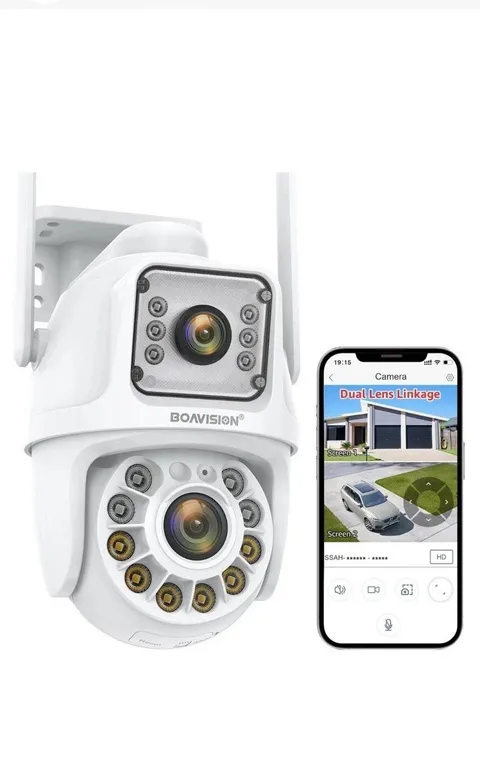 Dual Lens Linkage Security Camera Outdoor,Wireless PTZ Dual Screen Camera,360...