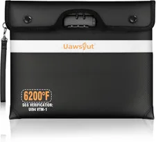 6200℉ Fireproof Document Bag with Lock, Portable Money Bag, Water Resistant Enve