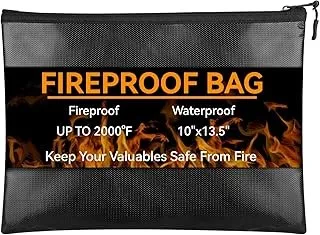 Fireproof Document Bag (10"x13.5"), Waterproof Holder with Zipper for Passport,
