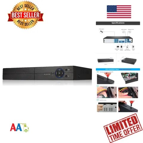 4CH 1080P DVR NVR 5-in-1 Hybrid CCTV Security System 4TB USB Backup