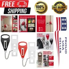 Portable Door Lock Extra Security Essential Safety & Privacy Travel Lockdown,...