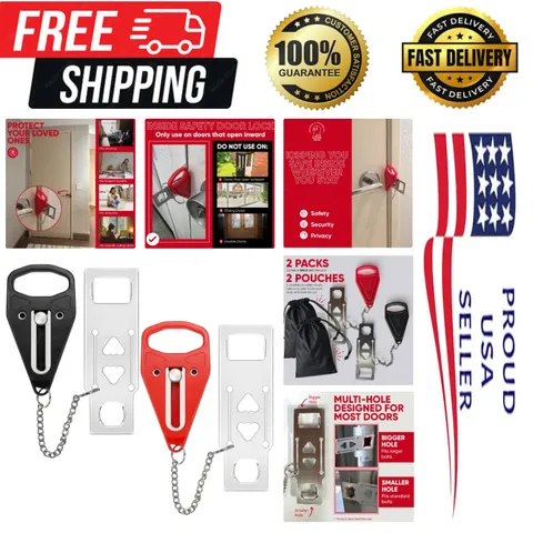 Portable Door Lock Extra Security Essential Safety & Privacy Travel Lockdown,...