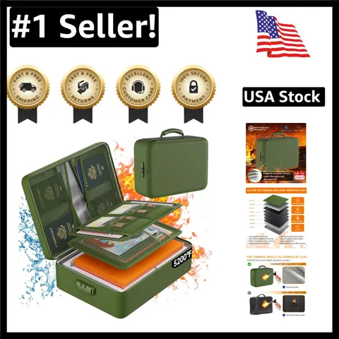 Elegant Green Fireproof Document Organizer - 8 Layers for Ultimate File Security