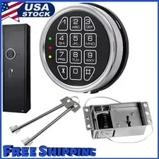 Gun Safe Lock Replacement Chrome Keypad Safe Electronic Lock with Solenoid 2 Key