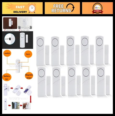 DIY Home Security Alarm System Kit - Magnetic Sensors, Window Vibration Alerts -