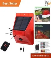 Outdoor Solar Motion Sensor Alarm 129dB Loud Siren 4 Modes Remote Waterproof