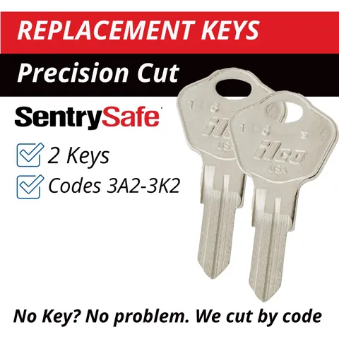 Sentry Safe 3A2-3K2 Keys Firebox Cash Box Replacement Key Cut to your Code