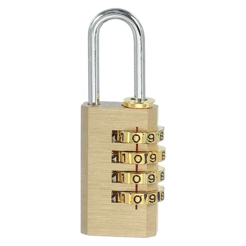 Brass Combination Lock 2.3", 4 Digit Resettable Combination Padlock Gold