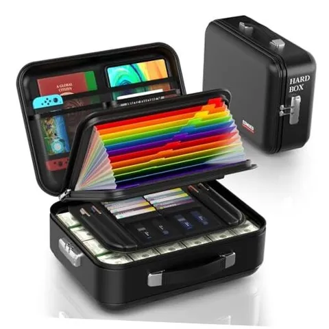 Fireproof Document Box with Combination Lock, Fireproof Water Resistant Hard