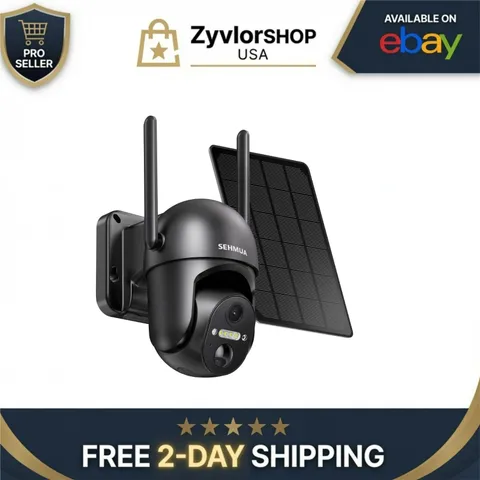 SEHMUA Solar Outdoor Security Camera 2K WiFi 360° PTZ Night Vision