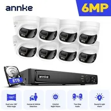 ANNKE 8CH 12MP NVR 6MP Dual Lens POE Color Security Camera System Two Way Audio