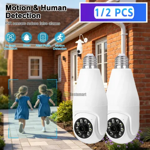 WiFi 2K Wireless Security Camera 360° 5G Night Home SmartCam E27 Light Camera