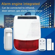 WiFi Solar Powered Wireless Infrared Motion Sensor Strobe Siren 110dB Alarm Tool