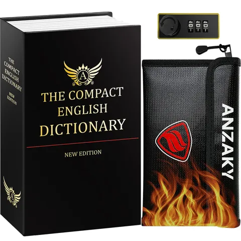 Dictionary Diversion Book Safe Combination Lock And Fireproof Money Bag, ANZAKY