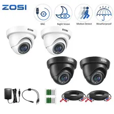 ZOSI 2 Pack 1080p Security CCTV Dome Camera 80ft Night Vision 24/7 Record IR-Cut