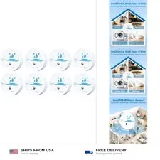 8 Pack Water Leak Detectors for Home, 100dB Waterproof Water Sensor Alarm Lea...