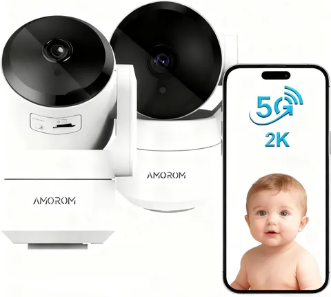 2 Pack 2K Indoor Security Camera Wireless, 360° Pan-Tilt Wi-Fi Pet/Baby Monitor