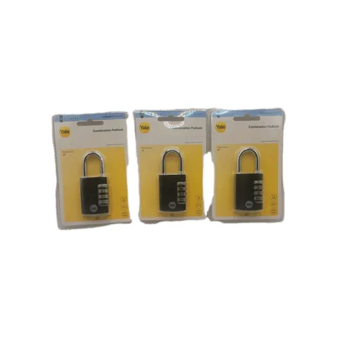 Yale 3 Pack 4 Digit Combination Lock Heavy Duty Padlock Waterproof Outdoor Lock