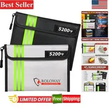Fireproof Bag 9.6x6.6 inches Heat Resistant Fireproof Money Bag 5200°F 2-Pack