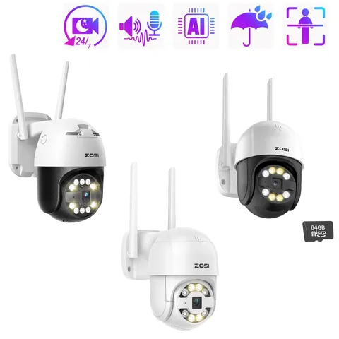 ZOSI 2/3/5MP 4K WiFi Security IP Camera Outdoor 2-Way Talk AI Human/Car Detect