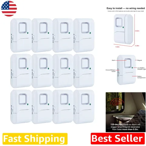 Window Door Alarms 12pk - Loud 120dB, Smart Home Compatible, Easy Install