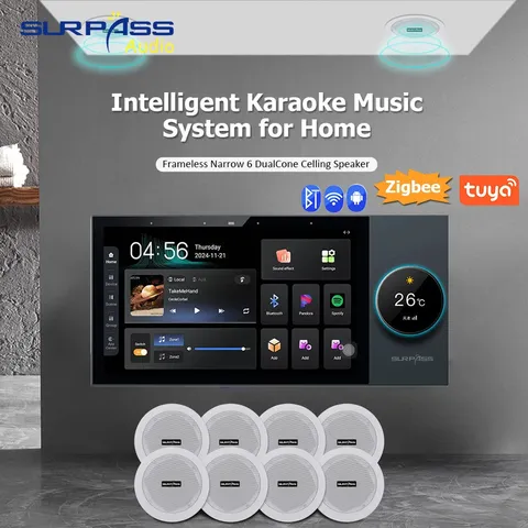 Home 4 Zone Audio Amplifier 7''Android11 Alexa Voice Tuya Smart Home Control Pan