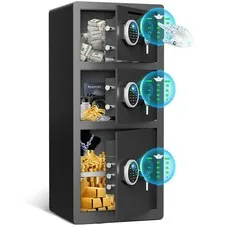 8.0 Cub Triple Door Safe Box,Home Safe with Drop Slot&Adjustable Shelf for Value