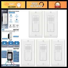 5 Pack Motion Sensor Light Switch - PIR Occupancy/Vacancy, 800W, 120/277V, UL Li