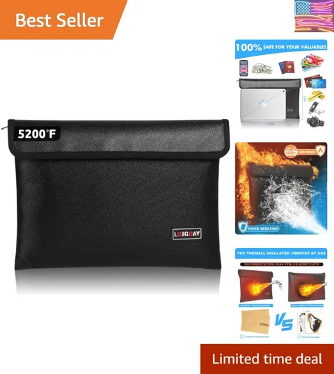 Fireproof Document Bag - with 5200°F Heat Insulated, Waterproof Fireproof Bag...