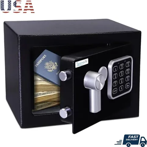 Steel Digital Safe Box Electronic Key Lock Secure Storage Cash Firearms Jewelry