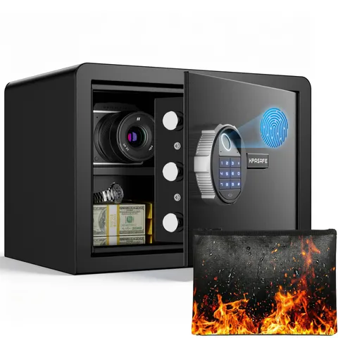 Small Biometric Safe, 0.8 Cuft Fingerprint Safe Box with Fireproof Bag, Caja ...