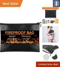 Fireproof Water-Resistant Bag 10"x13.5" – Ideal for Important Papers & Passports