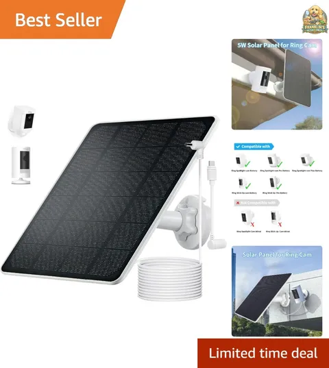 Ring Camera Solar Panel Charger, Compatible with Stick Up Cam, Stick Up Cam P...