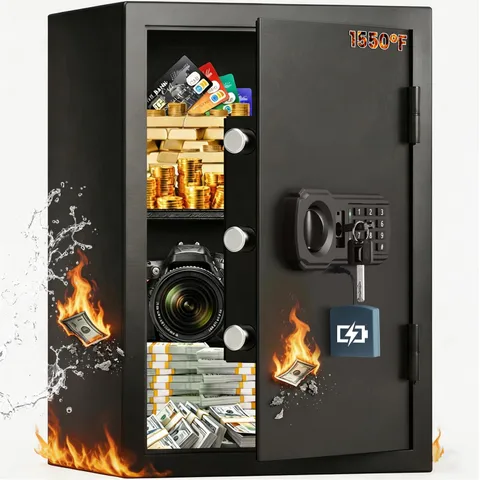 3.2 cu ft Fireproof Safe for Home Ducument, 35Lbs Fire Proof Safe Box with Fi...