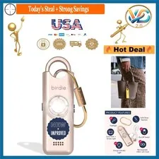 She’s Birdie 3.0 Personal Safety Alarm for Women Pink 90dB Loud Siren Flashli...