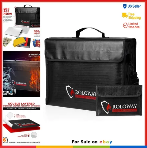 Fireproof Bag 17x12x5.8 Inches Large Water Resistant Document Safe Money Storage