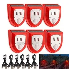 6pcs 129dB Solar Powered Motion Sensor Alarm Outdoor Dog Barking Security Siren