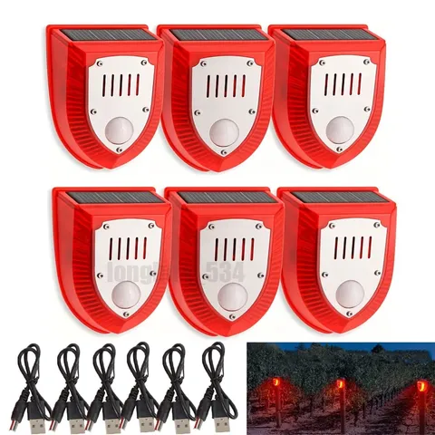 6pcs 129dB Solar Powered Motion Sensor Alarm Outdoor Dog Barking Security Siren