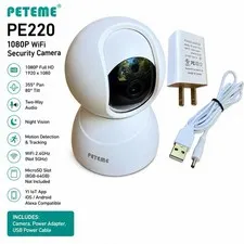 Peteme PE220 1080P WiFi Security Camera Pan Tilt w/ Power Supply Tested