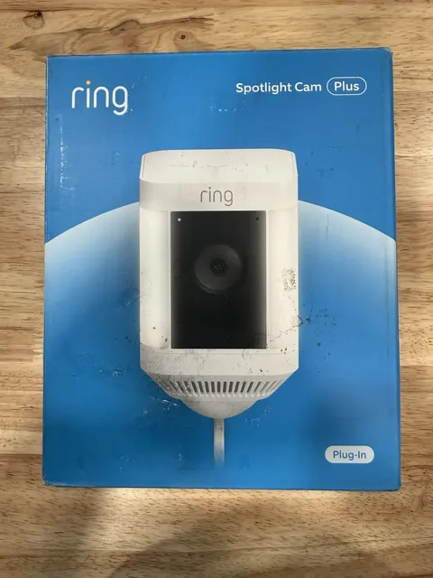 Ring Spotlight Cam Plus Plug-In White  Outdoor Security Camera Brand New