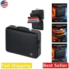 Waterproof Fireproof Document Box Black 16.5" Secure Lock Safe Storage