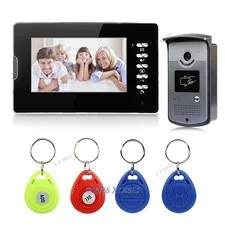 Wired Video Door Phone Intercom System 7" Color Monitor 700TVL Camera Keyfobs