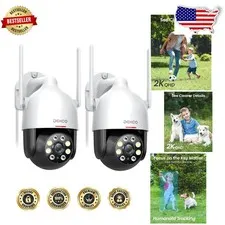 Outdoor Security Cameras 2K WiFi, 3MP PTZ 360° View, Motion Detection, Full C...