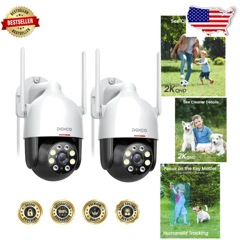 Outdoor Security Cameras 2K WiFi, 3MP PTZ 360° View, Motion Detection, Full C...