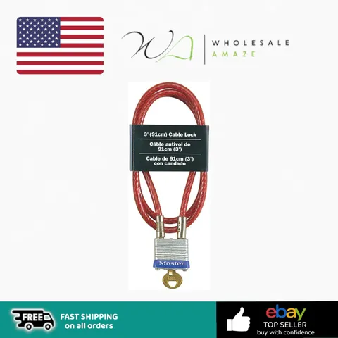 Master Lock 719D Steel Cable with Integrated Outdoor Padlock with Key, 1 Pack