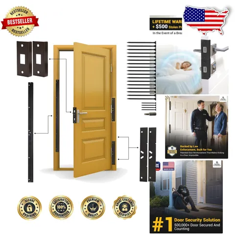 Heavy Duty Door Armor MAX Kit | Aged Bronze Steel Jamb Hinge Lock Reinforcement