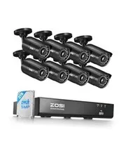 8MP 4K PoE Home Security Camera System Outdoor, H.265+ 8CH PoE 8CH-8Cam-2TB