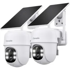 2K Solar Wireless Outdoor Cameras for Home Security White B6 2Pack
