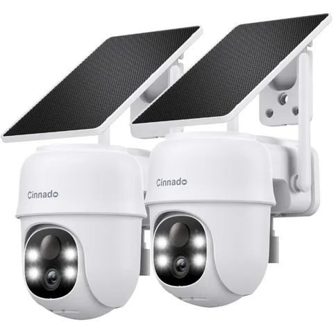 2K Solar Wireless Outdoor Cameras for Home Security White B6 2Pack