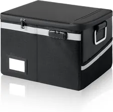 Fireproof Waterproof Document Box with Lock Collapsible Portable File Organizer 